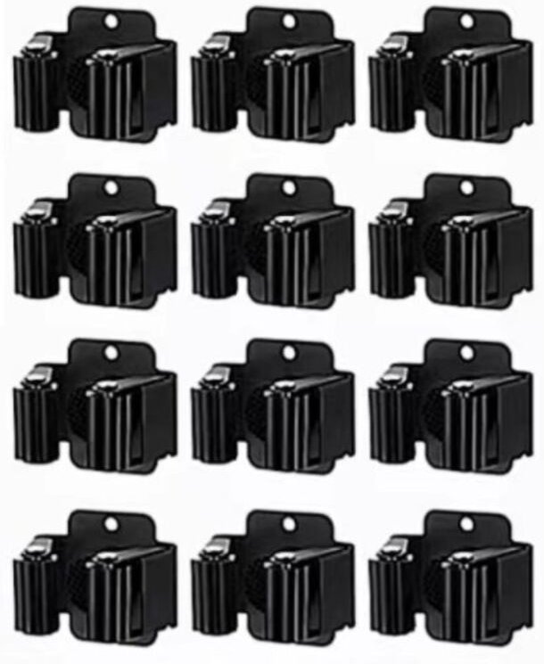 Set mit 12 Besenhaltern aus Stahl zur Wandmontage zur Aufbewahrung von Reinigungs- und Gartengeräten - Csparkv