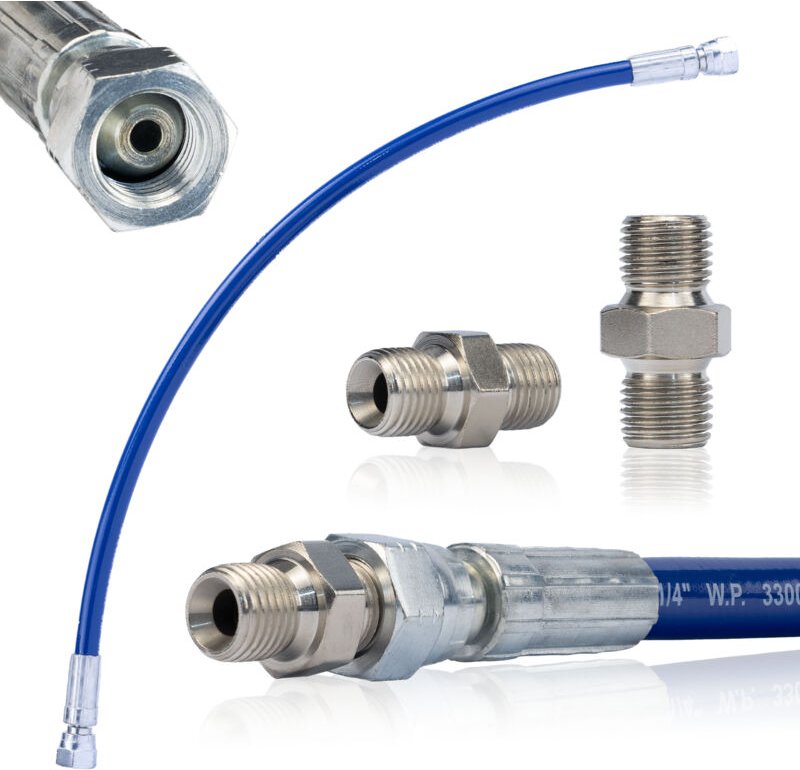 Rosfix Hochdruck-Malschlauch 50 cm – 1/4" auf 1/4" Adapter 270 bar, Urethan-Ummantelung Flexibel, Frostbeständig, Drehan...