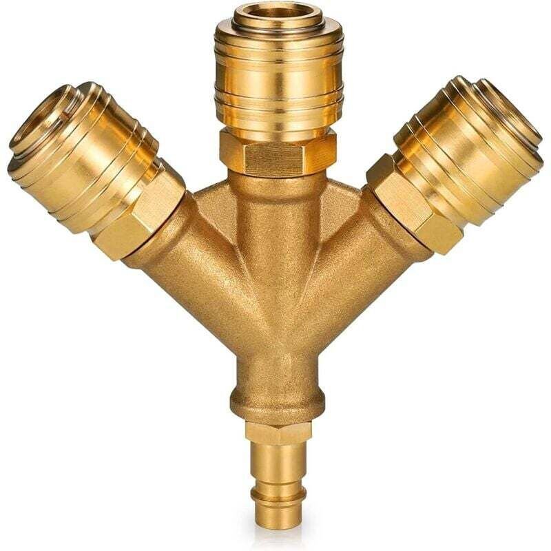 3-Wege-Druckluftverteiler mit Anschlüssen, 1/4", Luftverteiler, 3 Druckluftverteiler mit Außengewinde