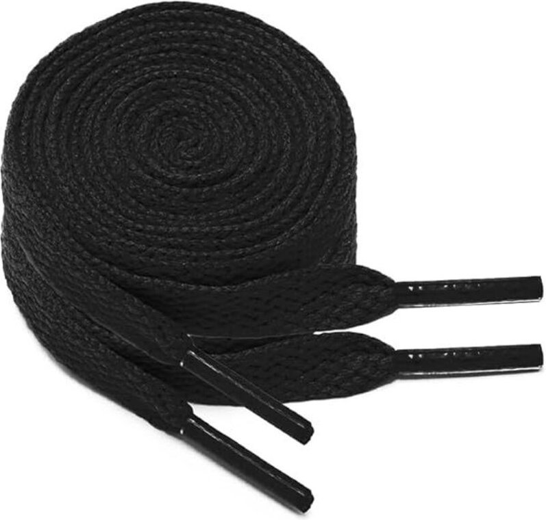 Schwarze Schnürsenkel, Größe 1,3 m², geeignet für High-Top- und Low-Top-Sneaker, Leinenschuhe und Wanderschuhe.