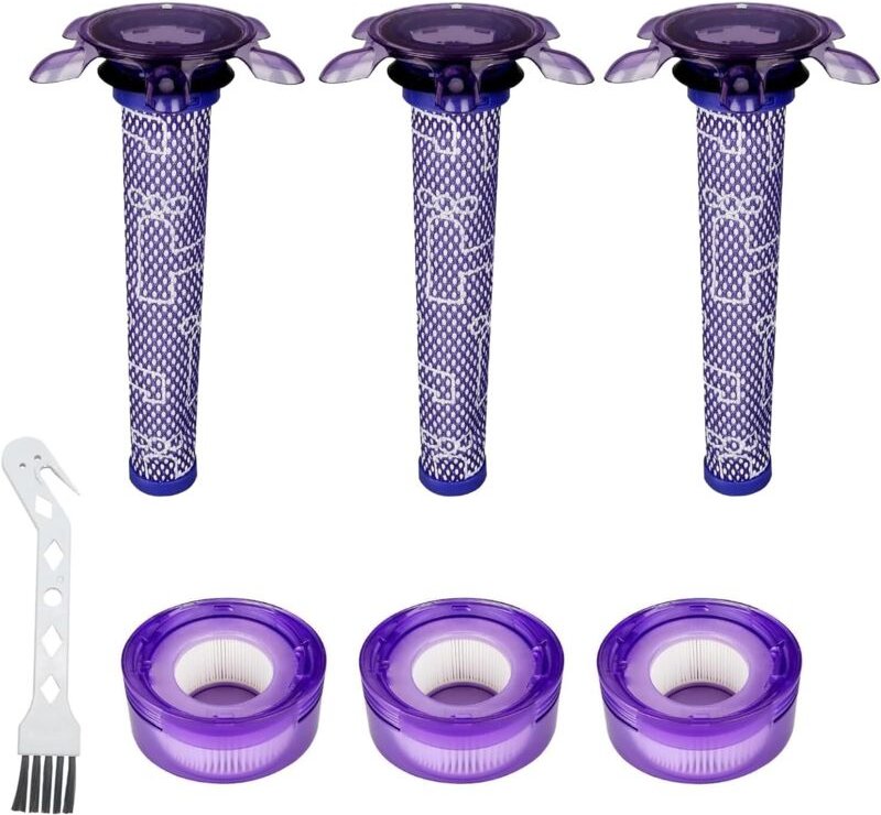 Upgrade V8 Staubsauger Filter Ersatz Kit für Dyson V7 V8 Akku-Staubsauger SV25 SV37, 7-teilig, 3× Nachmotorfilter + 3× V...