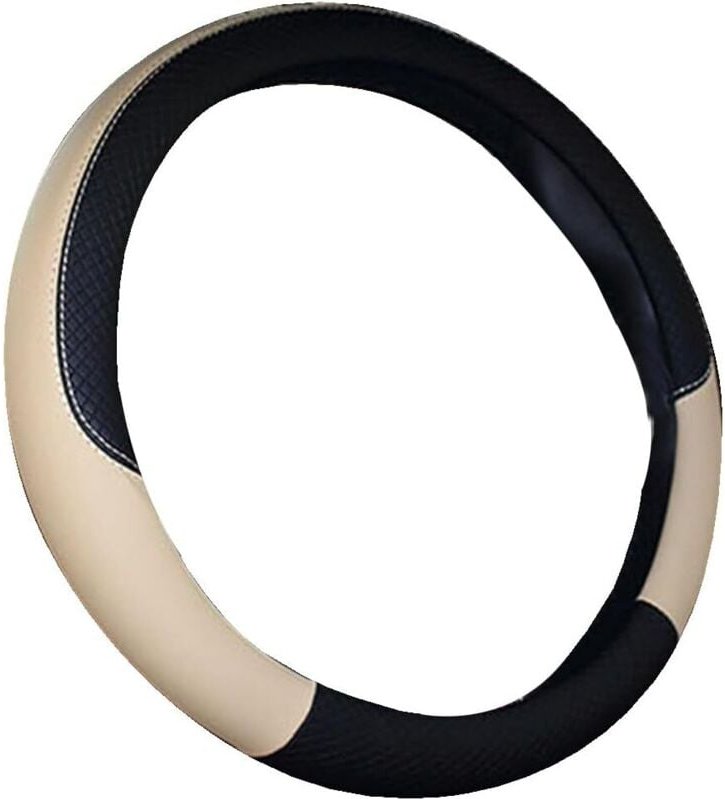 Wellenlinienspleiß-Lenkradbezug aus beigem Mikrofaser-Leder - Sollbry