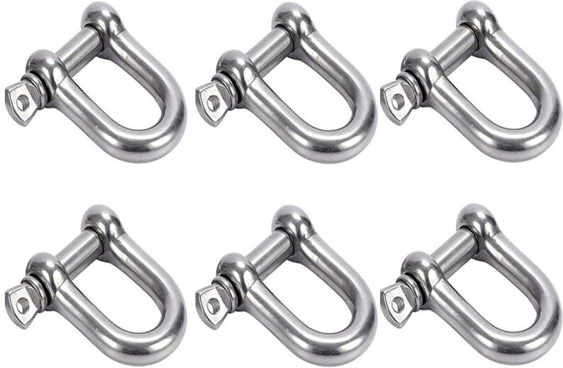 Stück M6 D-Ring-Schäkel, D-Schäkel aus Edelstahl 304, Hebeschäkel für Bergsteigen, Wandern, Ankerketten, Segeln