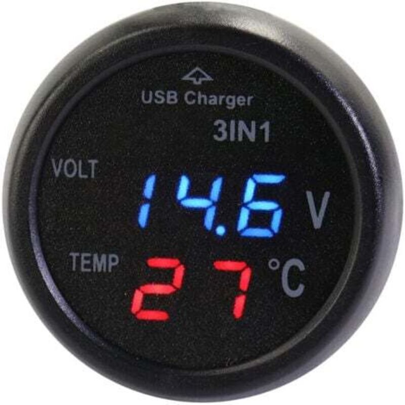 Multifunktionales Auto-Thermometer Auto-Voltmeter Thermometer USB-Aufladung