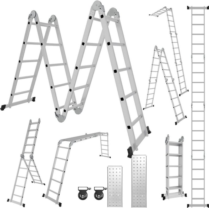TolleTour 7 in 1 Mehrzweckleiter Multifunktionsleiter Klappleiter 4x4 582cm Teleskopleiter A-Rahmenleiter Anlegeleiter S...