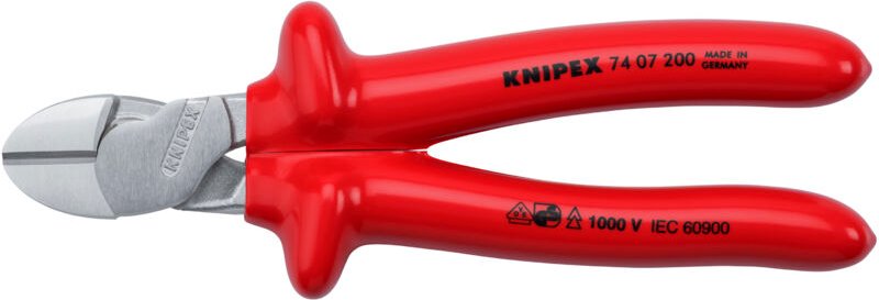 74 07 200 Kraft-Seitenschneider tauchisoliert, vde verchromt 200 mm - Knipex
