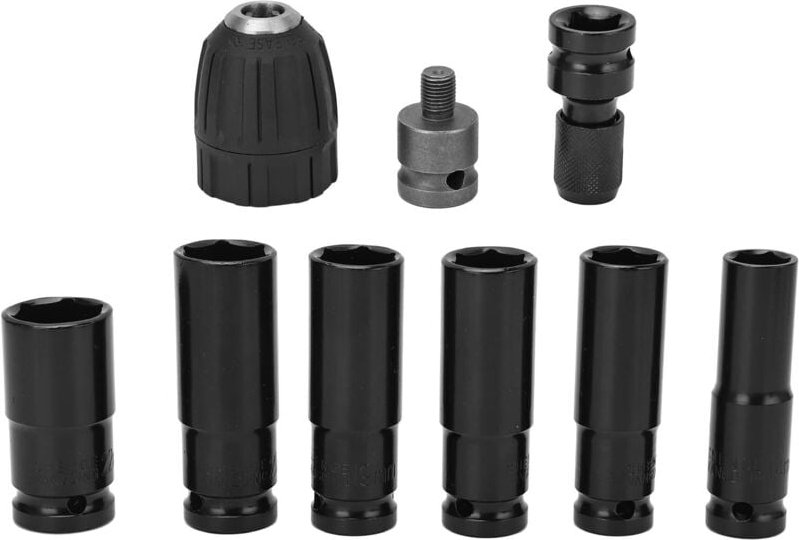 9-teiliges 1/2-Zoll-Schlagschrauber-Steckschlüssel-Set aus hochkohlenstoffhaltigem Stahl mit elektrischem Sechskantschlü...