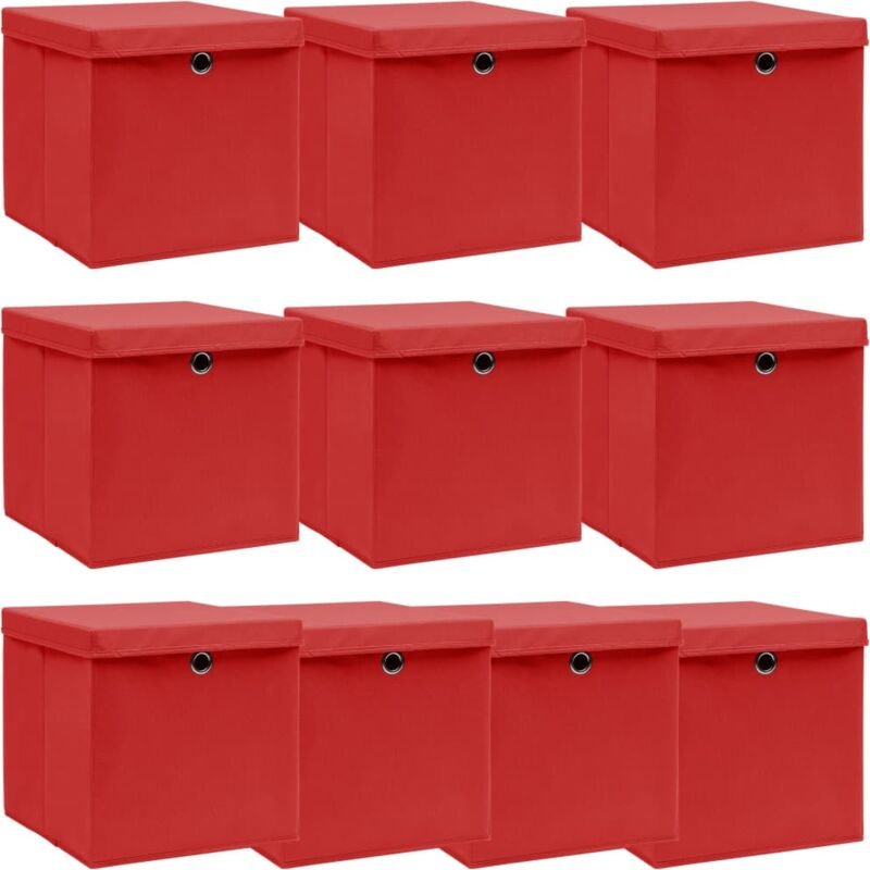 Aufbewahrungsboxen mit Deckeln 10 Stk. Rot 32x32x32 cm Stoff Vidaxl