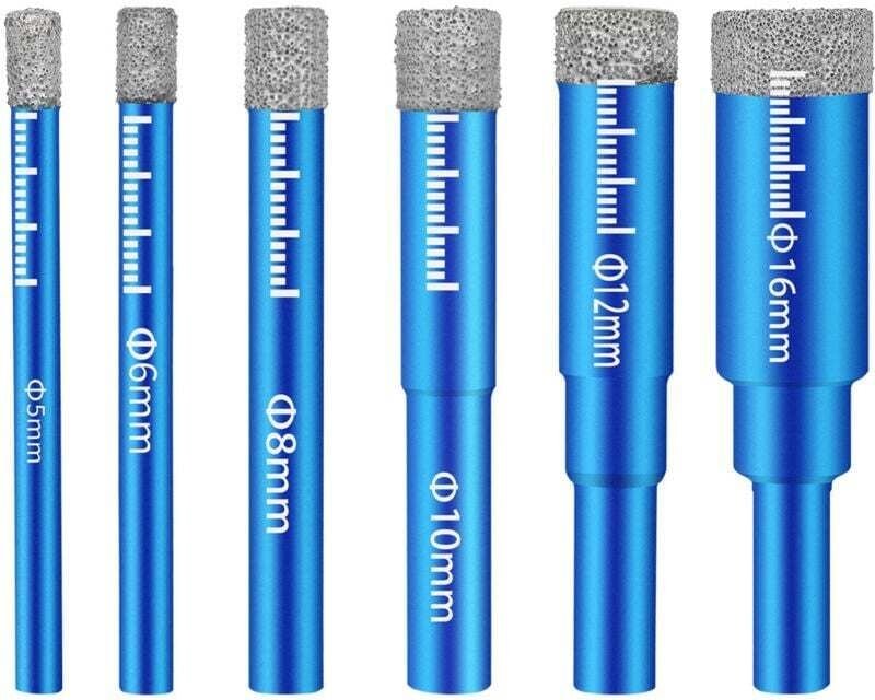 Bohrfutter, Diamantbohrer-Set, 7-teiliges Diamantbohrer-Set, Metallbohrer, 5/6/8/10/12/14/16 mm für Keramikfliesen, Porz...