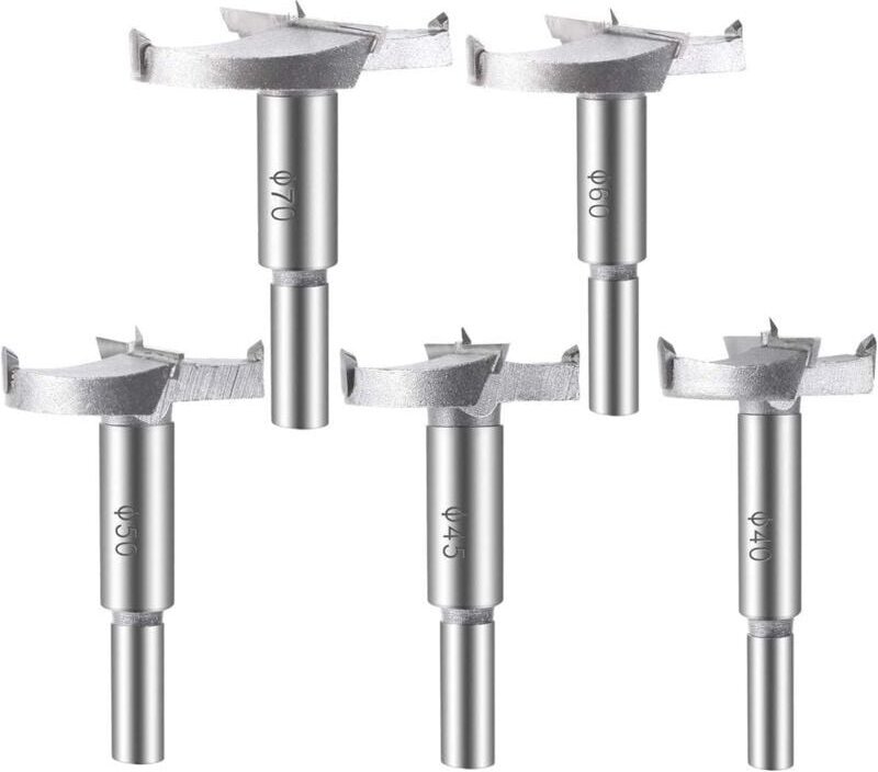 Holzbohrer (40/45/50/60/70 mm), Hartmetall-Holzfräser, Sortiment an Bohrern zum Bohren von Holzprodukten, Schubladen, Ku...
