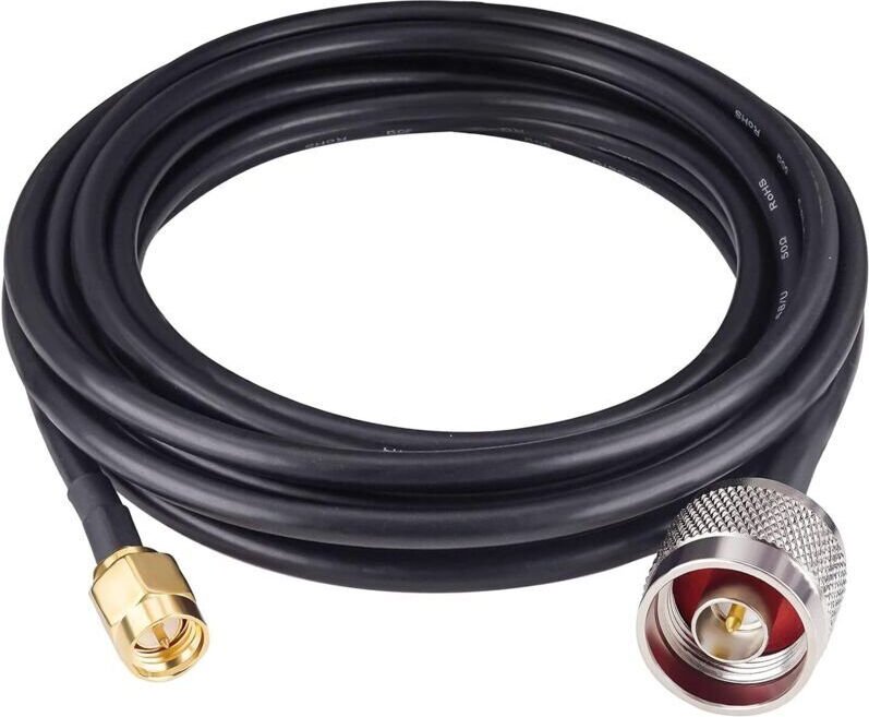 25 Fuß langes verlustarmes RG58-Koaxialverlängerungskabel, Typ N Stecker auf SMA Stecker, Koaxialdraht