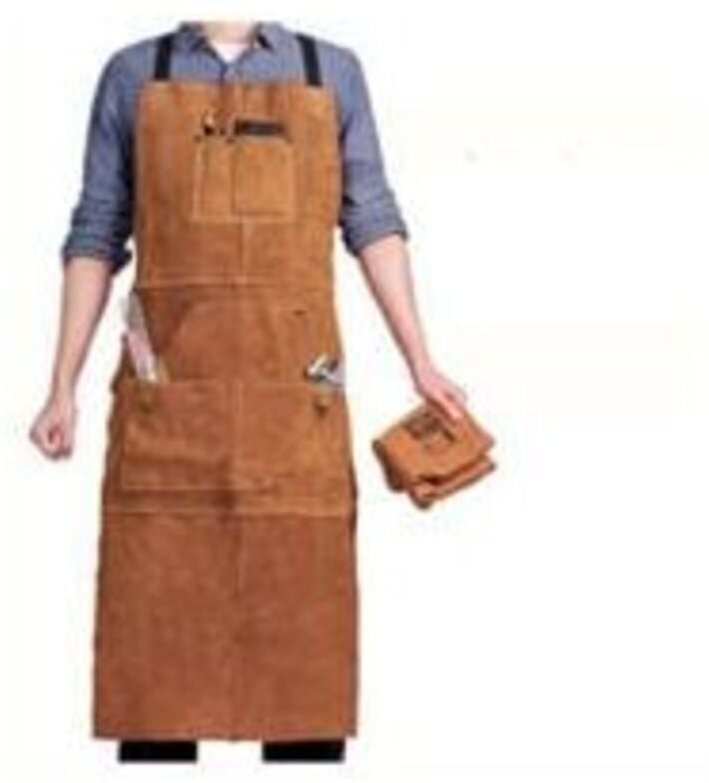 ZVD - Tablier de Soudeur avec 6 Poches, Tablier de Travail en Cuir Anti-Chaleur Ignifuge, Tablier de Menuisier pour Homm...