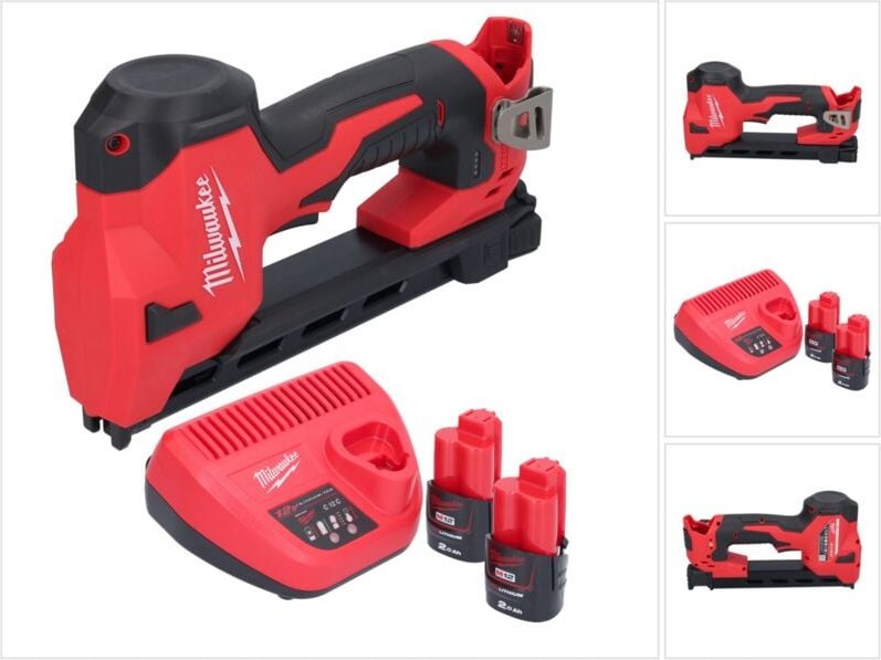 Milwaukee M12 BCST-202 Akku Tacker 12 V 19 x 25,4 mm + 2x Akku 2,0 Ah + Ladegerät