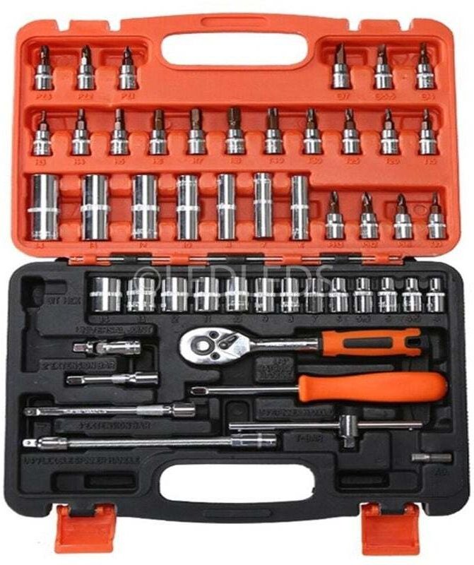53-teiliger Ratschenschlüsselsatz aus Chrom-Vanadium im Koffer - Ymyny