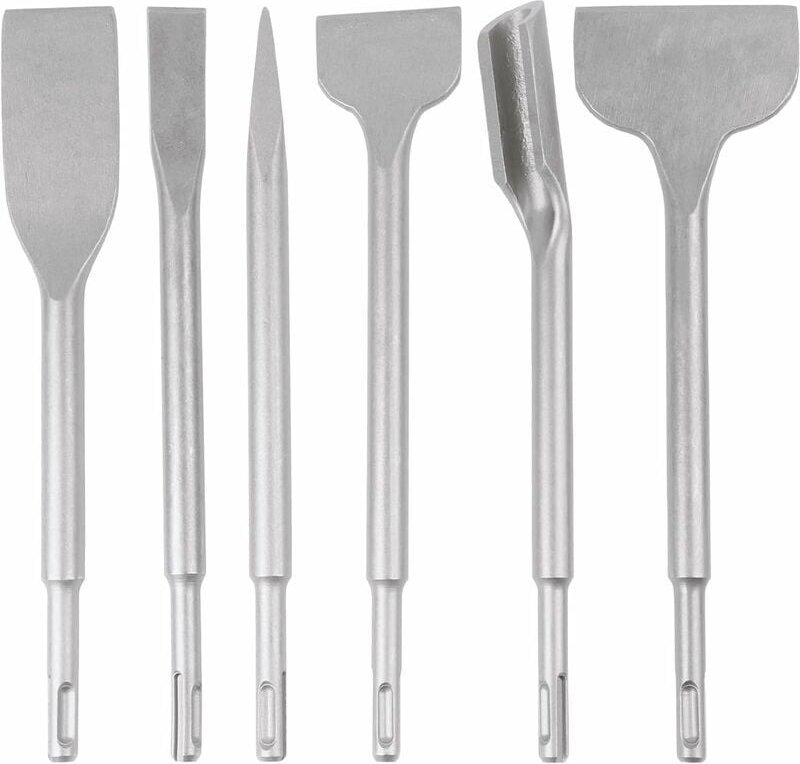 6-teiliges SDS-PLUS-Meißelset, 25 cm Länge, Set zum Entfernen von Beton- und Boden- und Wandfliesen, Meißelbohrer für Bo...
