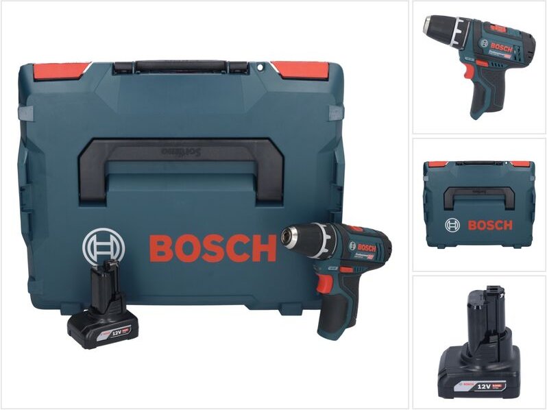 Bosch GSR 12V-15 Professional Akku Bohrschrauber 12 V 30 Nm + 1x Akku 6,0 Ah + L-Boxx - ohne Ladegerät