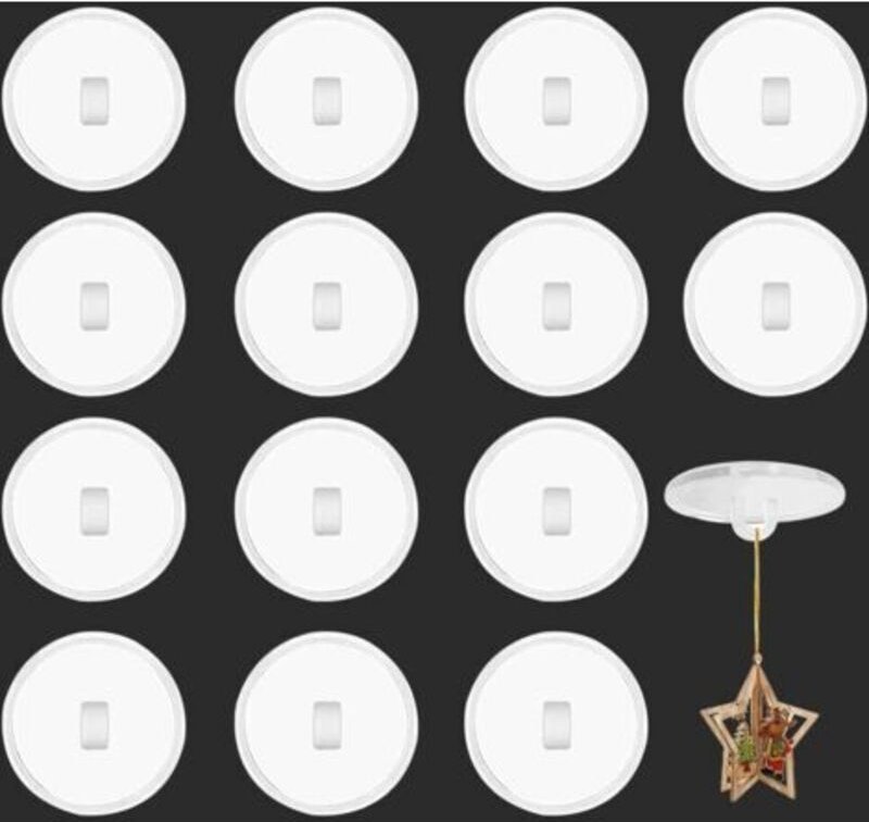 50 Stück Selbstklebende Deckenhaken Transparent 2cm Durchmesser Klebehaken ohne Bohren aus Kunststoff zum Aufhängen von ...