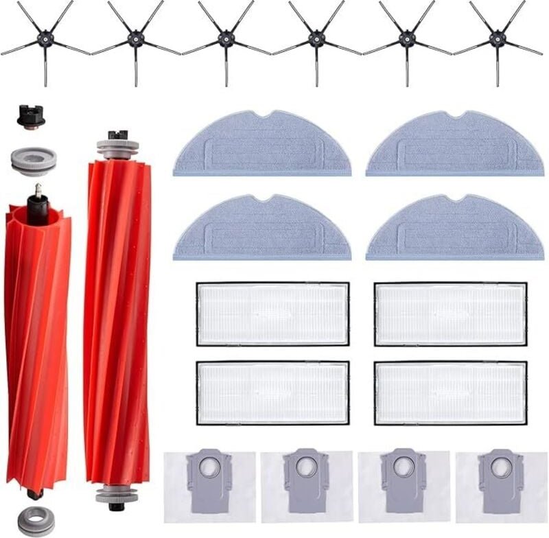 Geeignet für 20 Stück Zubehörset für Roborock S7 MaxV Ultra S7 Pro Ultra Staubsauger Ersatzteile Enthält 2 Hauptbürste 4...