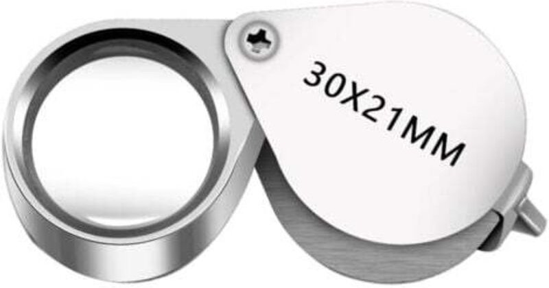1x Juwelierlupe – 30 x 21 mm Schmuck-Antik-Linsenlupe – 30-fache Taschenlupe – klappbare Glaslupe