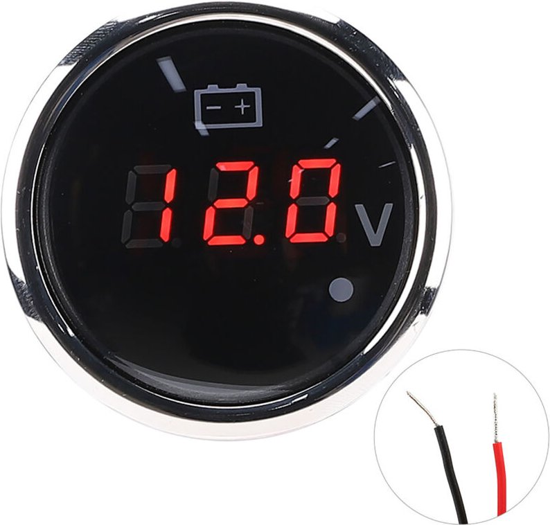 2 Zoll LED Digitalanzeige Spannungsmesser 8V-32V, IP67 wasserdichter Smart-Alarm, Edelstahl 316, breites Anwendungsgebie...