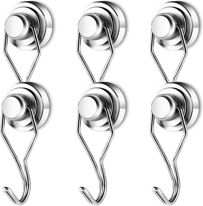 Vtizikl Lot de 6 crochets pivotants, crochets pivotants robustes, 6,3 cm de long, suspension intérieure (argent, lot de ...