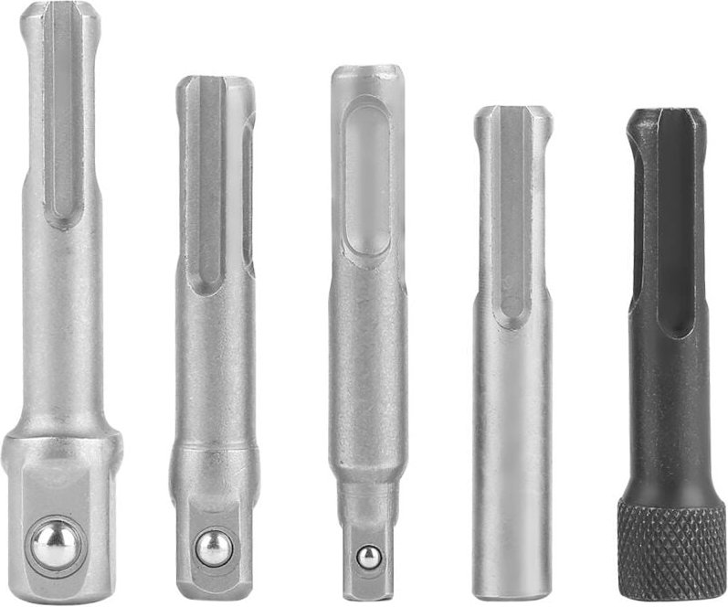 3-teiliger SDS-Plus-Adapter für Steckschlüssel und 2-teilige SDS-Sechskant-Verlängerungsstecknuss aus Chrom-Vanadium-Sta...