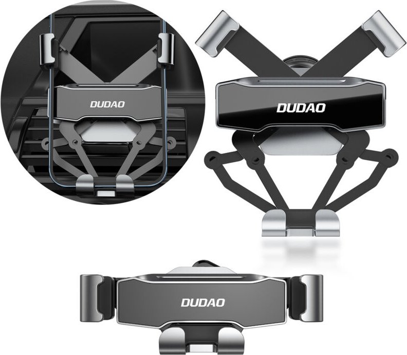 Dudao Gravity Auto-Smartphone-Halter Schwarz 360° drehbar aus Silikon für den Lüftungsgitter