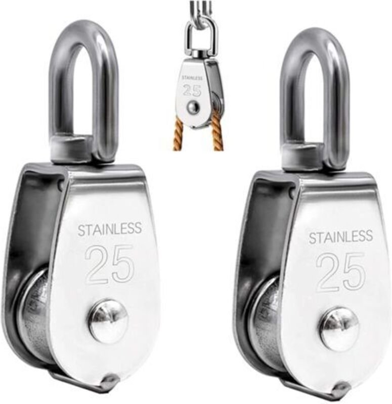 2 Stück Heberolle, Einzelrolle aus Edelstahl 304, einfache Rolle M25, Last 150 kg