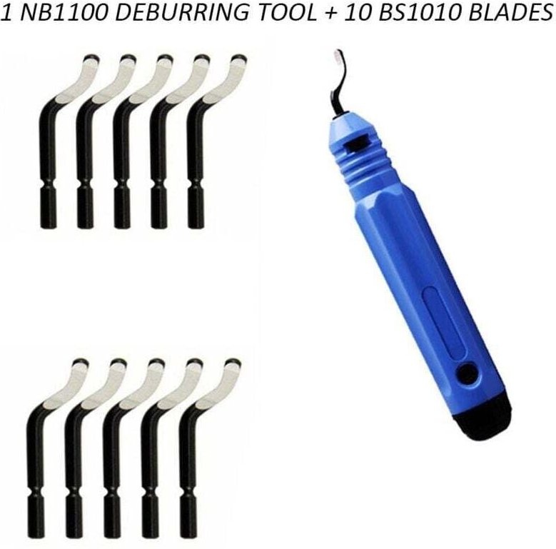 Entgratwerkzeug mit 10 Ersatzklingen aus Stahl (BS1010), 360° drehbare Entgratklingen, praktisches Werkzeug für Aluminiu...