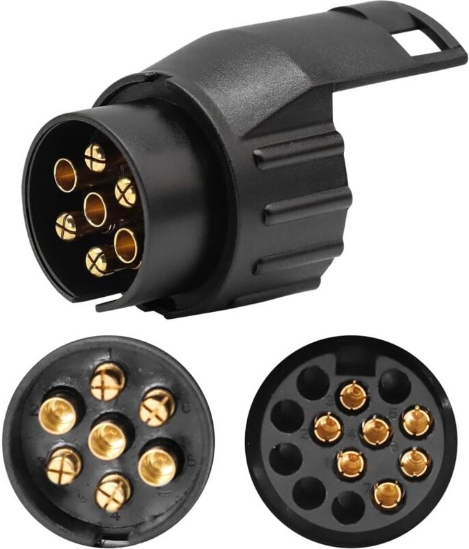 Ersandy - 7- bis 13-poliger Anhängeradapter, 7-polige Anhängersteckdose für Autoanhänger, Traktor, Wohnwagen, Fahrradträ...
