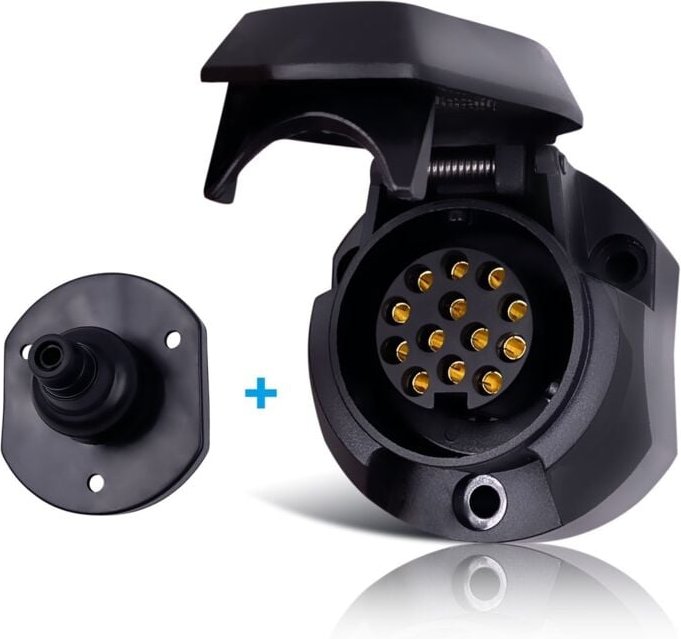 Ahlsen 13-polige Anhängersteckdose, 12 V, wasserdichte 13-polige Anhängersteckdose, Steckdose – 13-polig – mit Abschaltu...