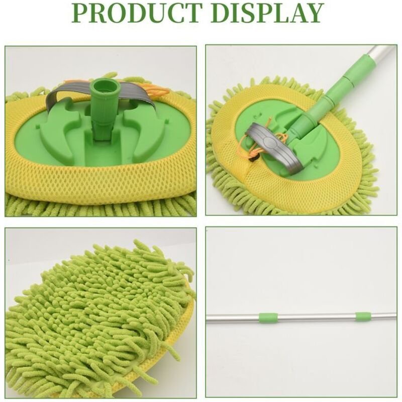 Auto Wasch BüRsten Reinigung Mopp Abnehmbarer Besen Verstellbarer, Langstieliger, Drehbarer BüRsten Reinigungs ZubehöR f...