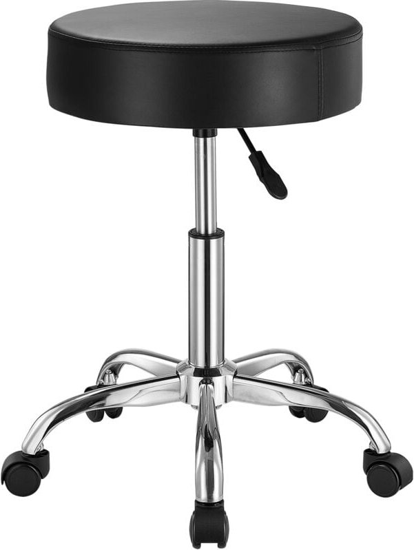 Rollhocker mit Rädern, 204 kg Tragkraft, rund, höhenverstellbar, verdicktes PU-Leder, für Salon, Spa, Klinik, schwarz - ...