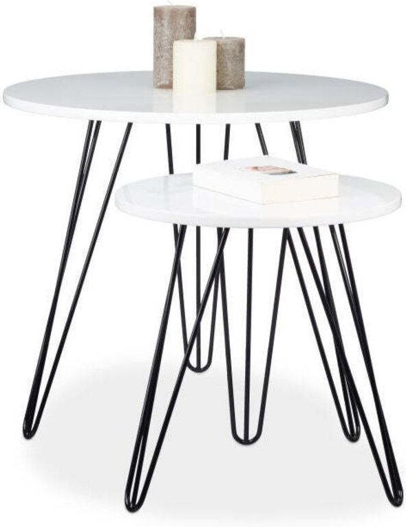Side table white set of 2