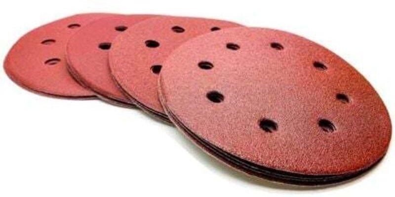 Packung mit 20 StarkeAGB 8-Loch-Schleifscheiben (125 mm) für Exzenterschleifer. Enthält 5 Blätter: Körnung 80/120/180/24...