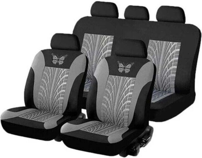 ZVD - Autositzbezug, universelles Autositzbezug-Set, Sitzbezüge für vorne und hinten, Grau