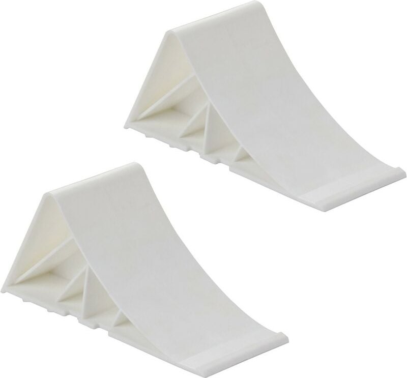 Dema - 2x pvc Unterlegkeil / Hemmschuh weiss m. Klipp-Halter Keil für Anhänger