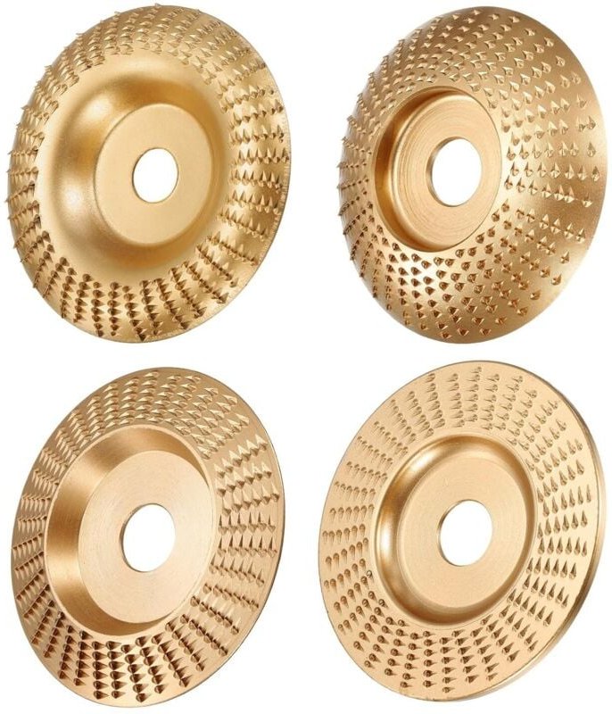 4 discos de amolar de carburo de tungsteno para madera, aptos para amoladoras angulares de 115 mm o 125 mm.