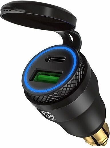Ulisem Motorrad-USB-Zigarettenanzünder-Adapter, Dual-USB-Buchse, 12 V, PD 3.0 und QC 3.0 für BMW-Motorräder, (hellblaues...