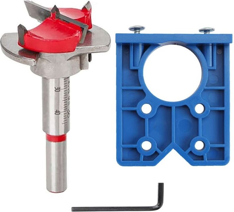 Scharnier-Blockierset, 35-mm-Bohrschablone zum Blockieren verdeckter Scharniere, Fortner Bits Scharnierlochschneider für...