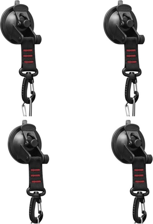 Tlily - 4 Stück Hochleistungs-Saugnapf mit D-Ring, 360 ° drehbare Campinghaken, Auto-Saugnapf-Anker für Markisen, Rot