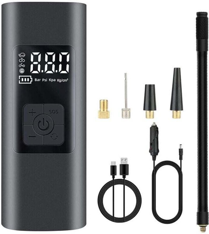 Tragbarer Mini-Kompressor mit 6000 mAh, Autoreifenfüller, 150 Psi, elektrische Fahrradpumpe mit SOS-Licht, wiederaufladb...