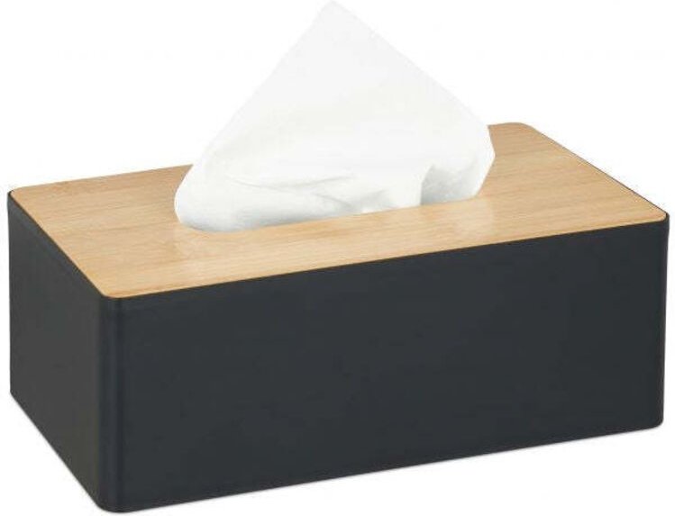 Schwarze taschentuchbox mit bambusdeckel 883109