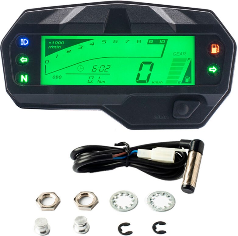 Universal Motorrad Lcd Digital Tacho Kilometerzähler Drehzahlmesser 1000RPM Gauge für FZ16