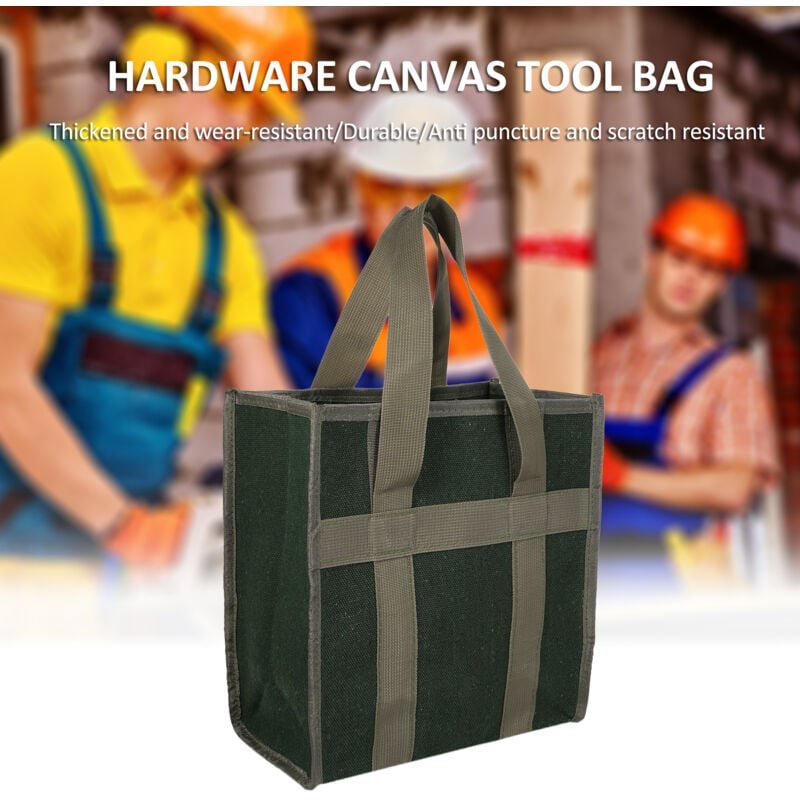 Große, robuste und strapazierfähige Werkzeugtasche. Multifunktionale und tragbare grüne Canvas-Tasche 084-4