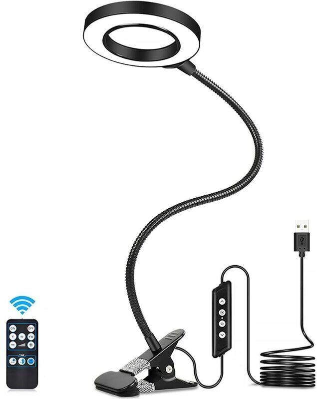 Tischlupe mit LED-Beleuchtung, 3-fache Vergrößerung, einstellbar, 10 Helligkeitsstufen, Fernbedienung, Klemme