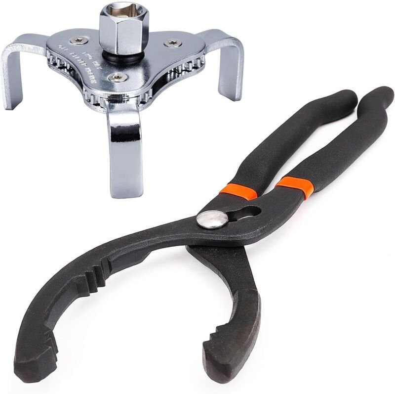 Universeller Ölfilterzange 65 bis 120 mm, 3-klauen Ölfilterschlüssel, verstellbar 65 bis 110 mm, Auto-Reparaturwerkzeug ...