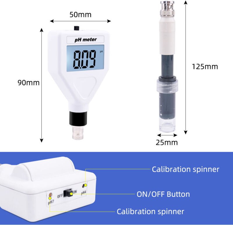 Haut-Säuremessgerät, digitales LCD-pH-Meter, tragbarer Hauttester, Säuretester für Obst und Fleisch