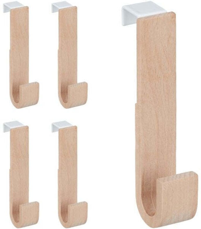 Wooden door hook set of 5