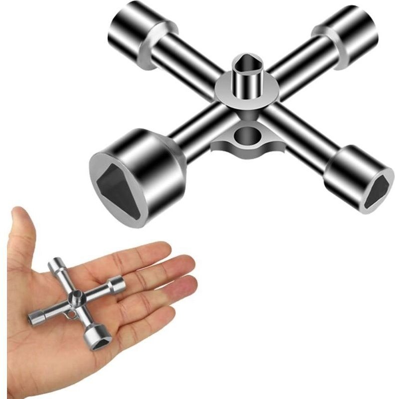 4-Wege-Dreieckschlüssel, 5 Größen, Innendurchmesser 7 mm/10 mm/12 mm/13 mm/18 mm. Universalschlüssel für Elektro-, Gas-,...